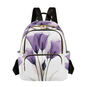 Purple Tulip Flowers Mini Backpack Purse for Women Travel Bag Lightweight🐹